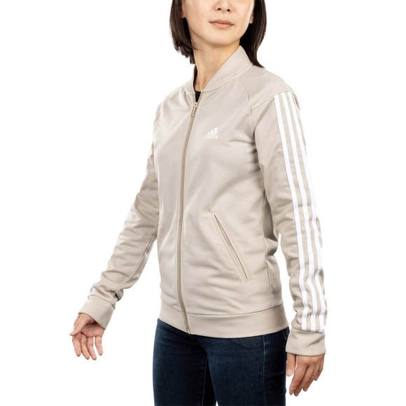 Adidas Women's Jacket 3 Stripes Classic Beige Size Small - Picture 2 of 11